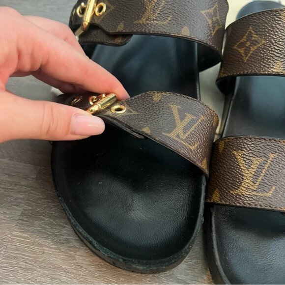 LOUIS VUITTON Bom Dia Flat Comfort Mule Sandal Size 38.5 - Picture 5 of 16